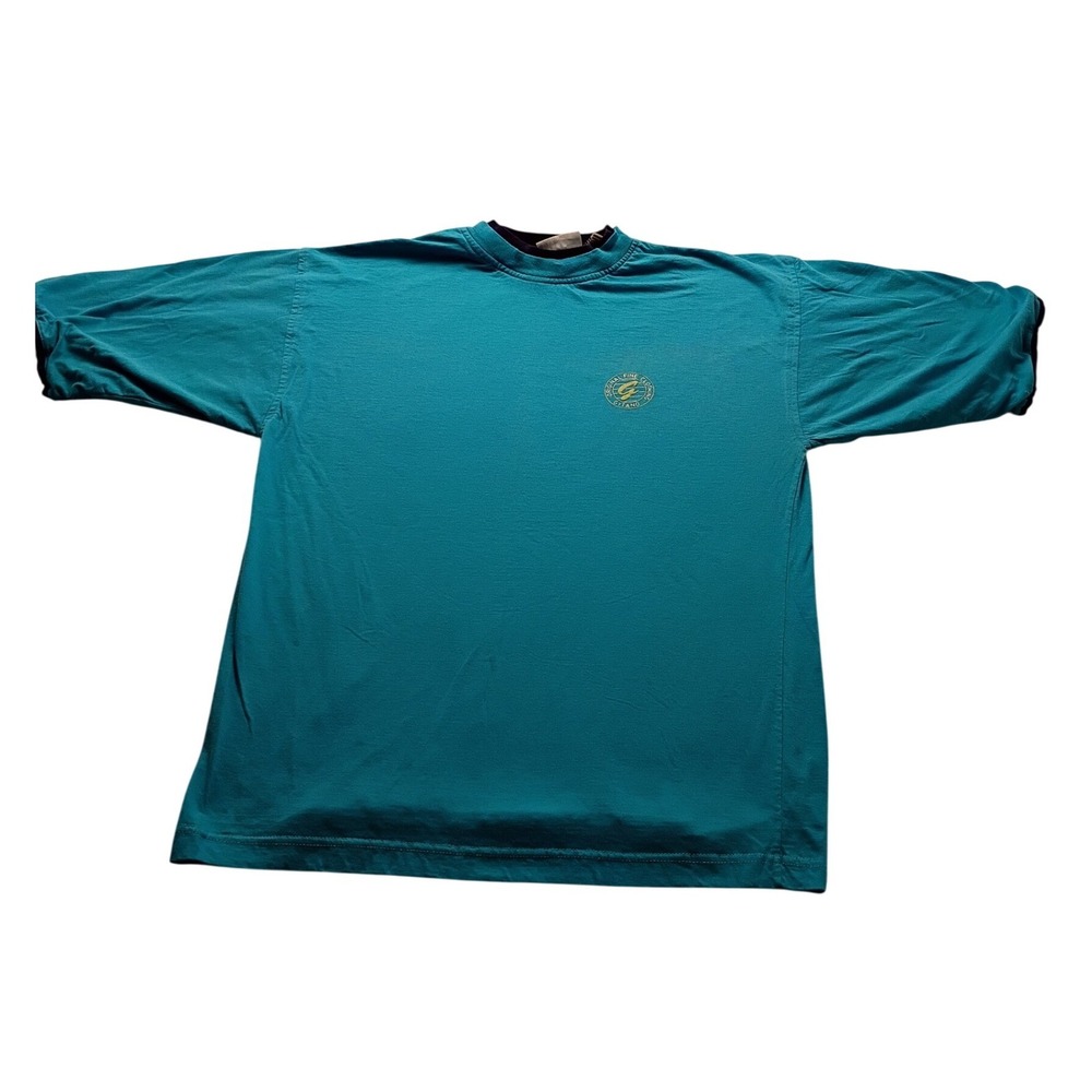 Vintage Gitano Men's Teal Blue Short Sleeve Graphic T-Shirt 100% Cotton Large